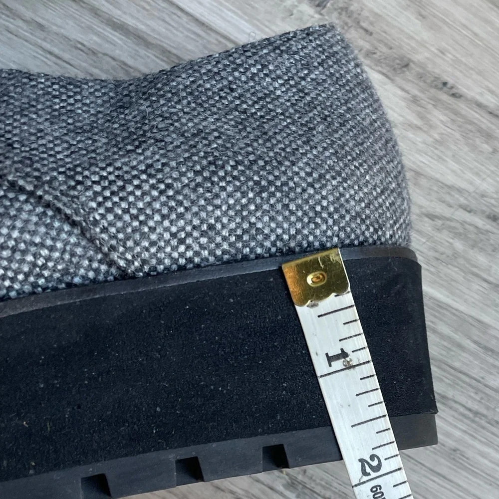 Eileen Fisher Eddy Tweed Platform Oxford Shoe Gray/Black Eclectic Grandpa SZ 10